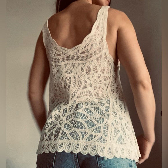 Mystree Bohemian Style Lace Cream Tank Top One Size - Picture 10 of 11